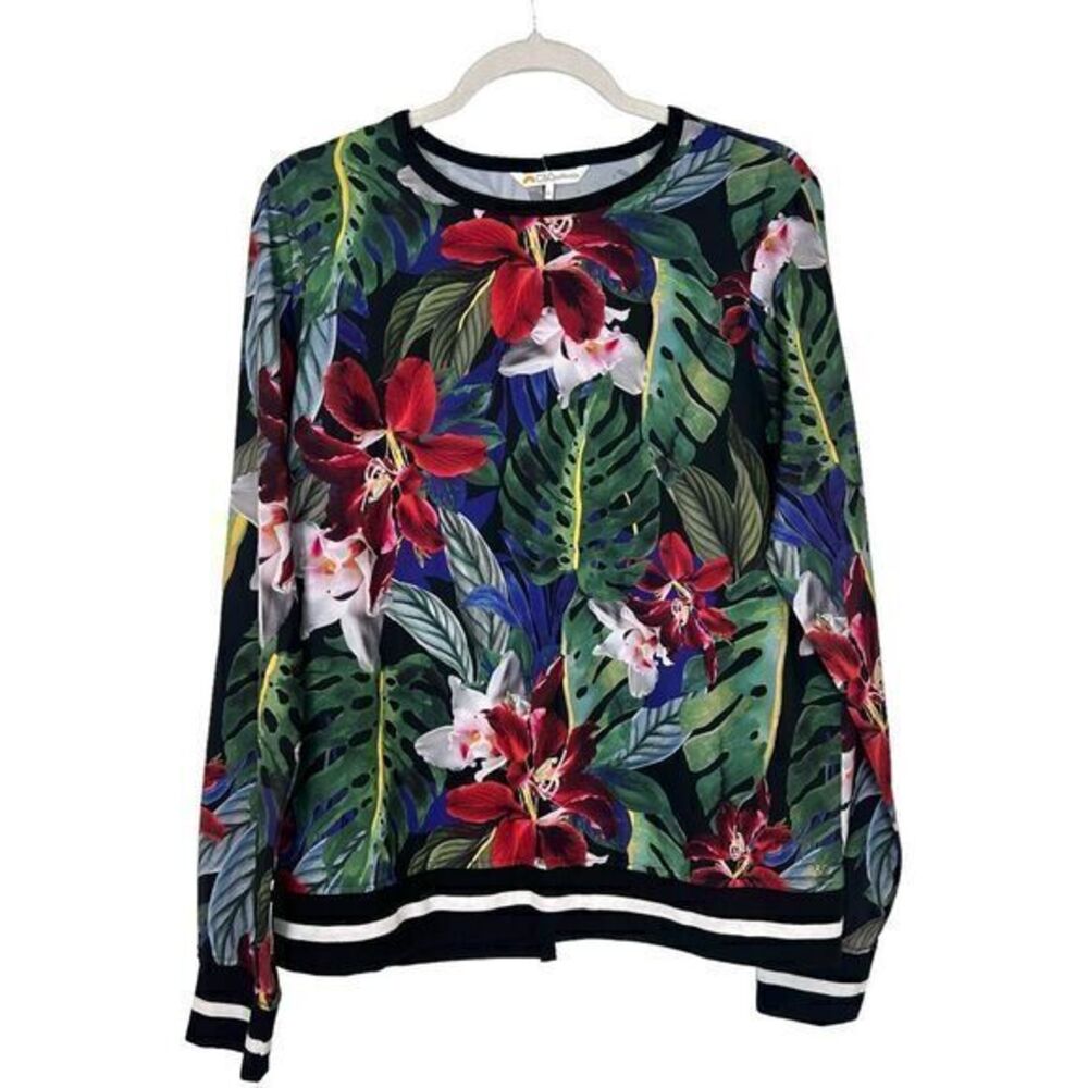 C&C California Top Womens Medium Colorful Tropical Floral Sweatshirt active